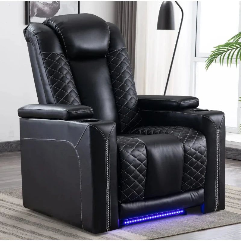 Electric Power Recliner Chairs: Leather Home Theater Seating with USB Ports, Cup Holders, and Hidden Arm Storage.
