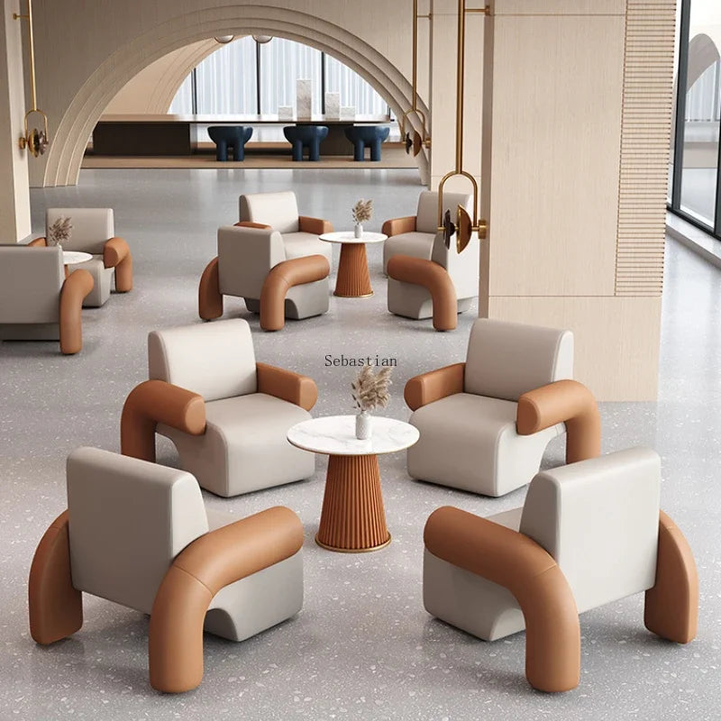 Negotiate Table and Chair Combinations, Light Luxury Modern Reception Tables, Sales Offices, Beauty Salons, Reception Chairs
