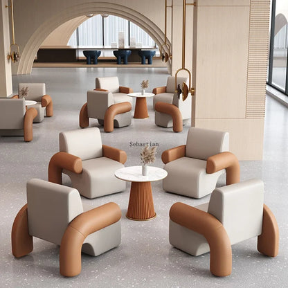 Negotiate Table and Chair Combinations, Light Luxury Modern Reception Tables, Sales Offices, Beauty Salons, Reception Chairs