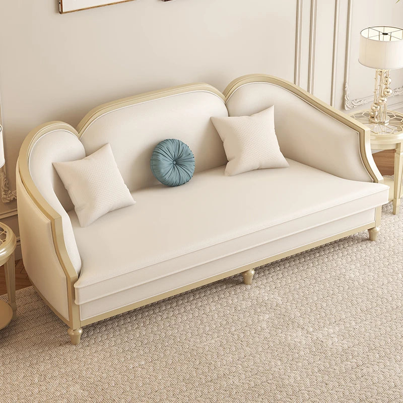 Luxury sofa, small and medium-sized living room, European high-end and grand villa, French leather sofa