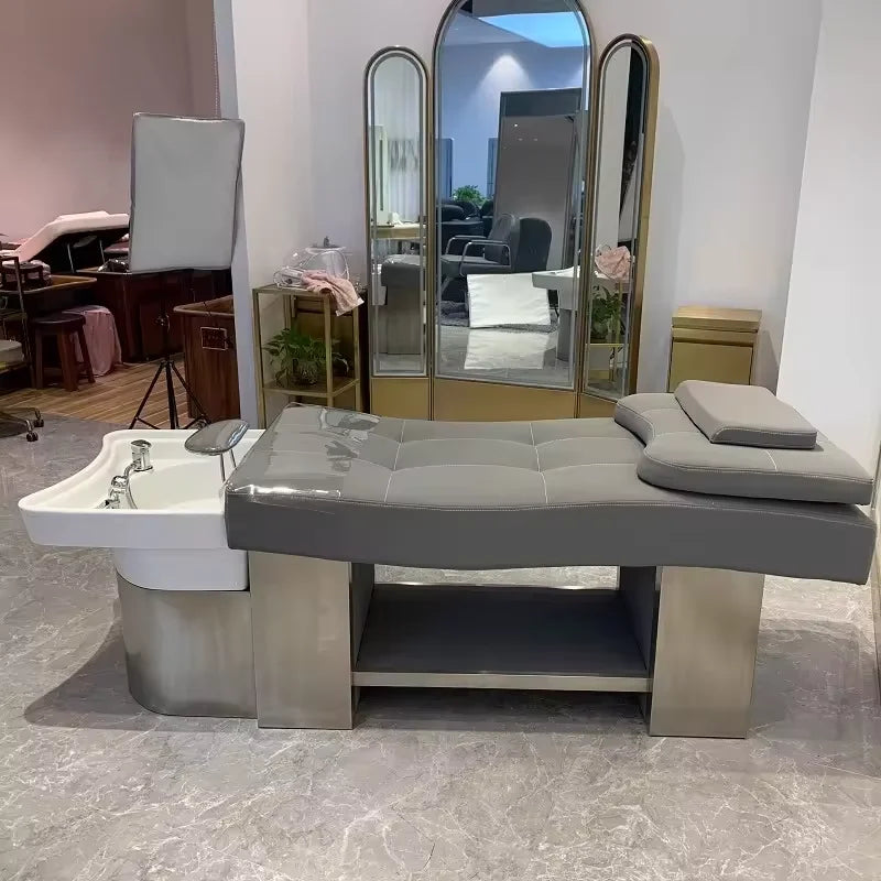 Hot Sell Hair Washing Salon Electric Hair Salon Furniture Spa Water Therapy Chair Shampoo Bed For Barber Shop