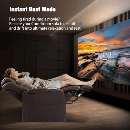 Theater Seating Seats Sofa, Top Grain Nappa Leather Recliner Chair Dual Power Movie Theater Chairs Gaming Sofa Electric Headrest