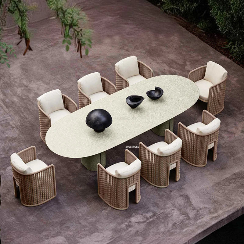 Rainproof and Sunproof Retro Rope Sofa Chair Nordic Rattan Outdoor Sofas Luxury Garden Furniture Leisure Home Balcony Patio Set