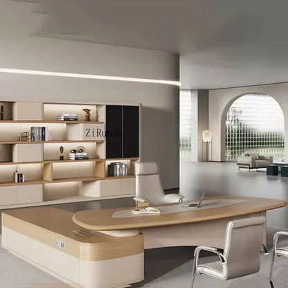 Luxury office desk, modern, elegant, simple, practical, stylish, large countertop, office furniture