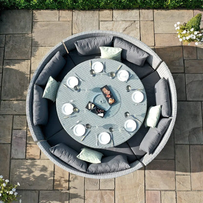 Outdoor Furniture Suit Garden Lounge Rattan O-Shaped Sofa Suit Courtyard Wicker Talk Suit New Design Luxury round Sofa