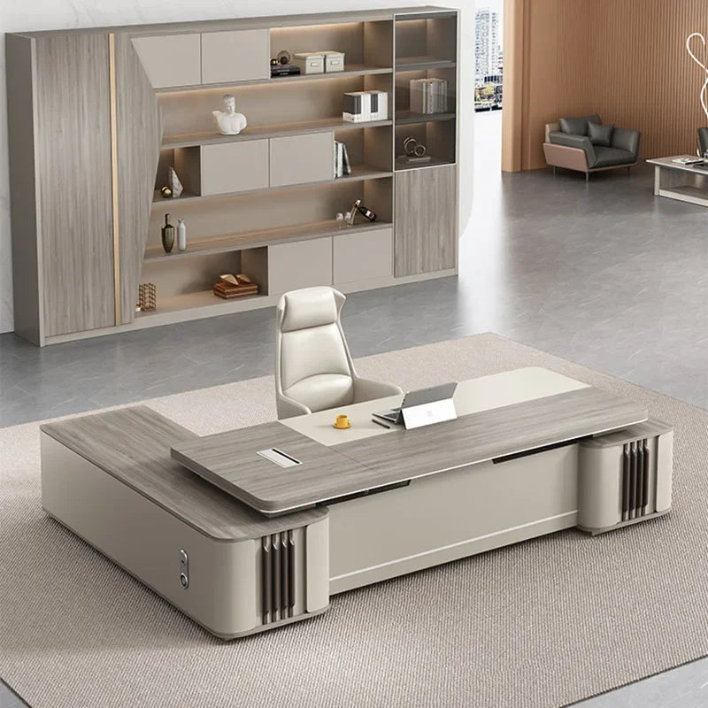 L Shaped Writing Office Desk Supplies Luxury European Drawers Computer Desks Floor White Escritorios De Ordenador Furnitures