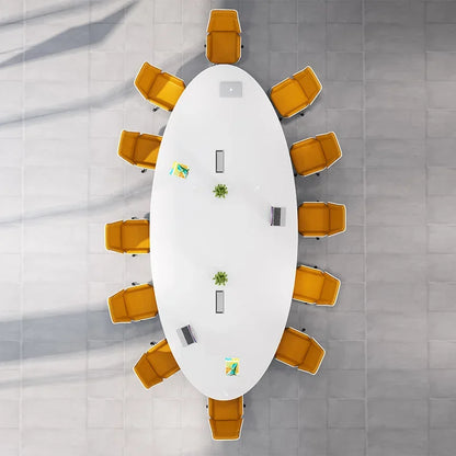 White painted oval conference table—simple modern design