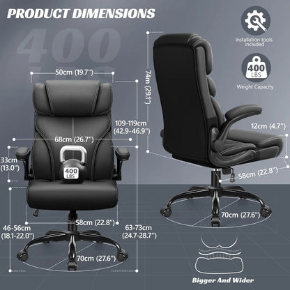 US Office Chair, Ergonomic Big and Tall Computer Desk Chairs, Executive Breathable Leather Chair with Adjustable High Back