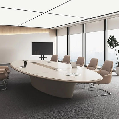 Light Luxury Oval Conference Table &amp; Chairs