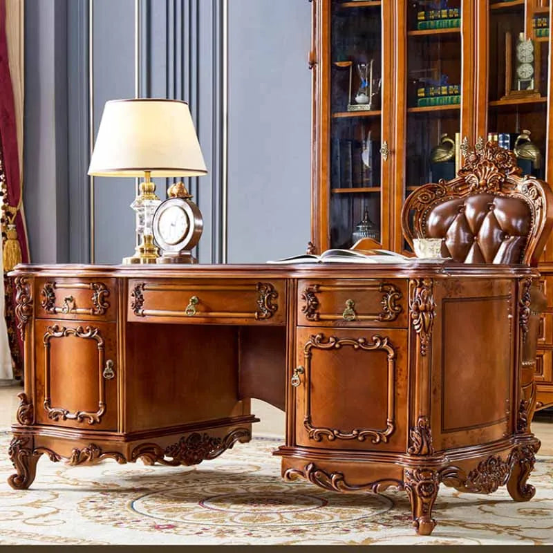 European style desk, solid wood, country desk, office desk, minimalist silver desk, study furniture