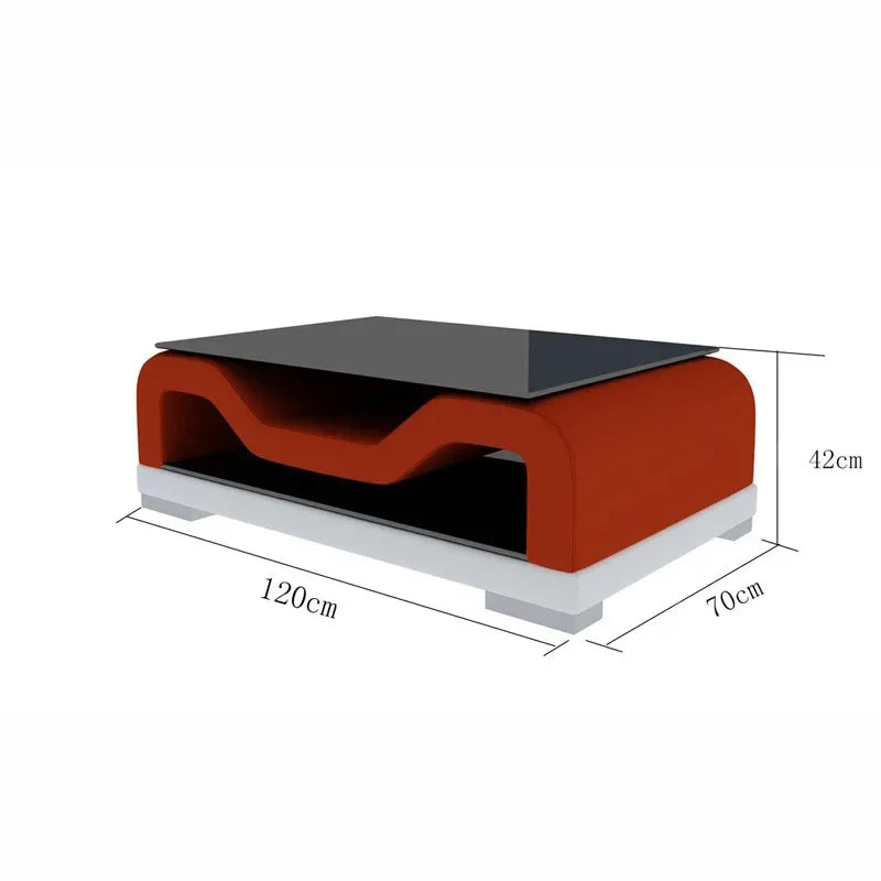 Linlamlim Luxury Living Room Sofa Italian Genuine Leather Couch with Bluetooth Speaker, USB and LED Light +Coffee Table,TV Stand