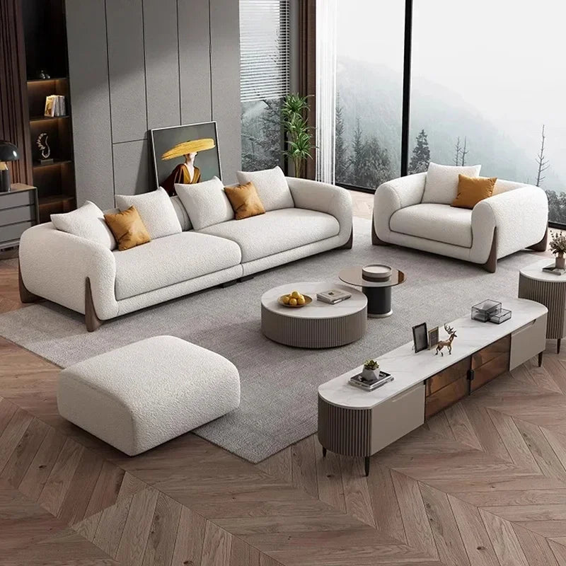Minimalist Fabric Sofa Italian Small Living Room Modern Lounge Latex Sofa Designer Solid Wood Cream Style Lamb&