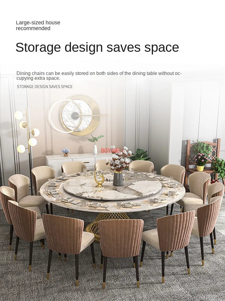 Custom-made luxury marble round table—large enough for 10-15 people,