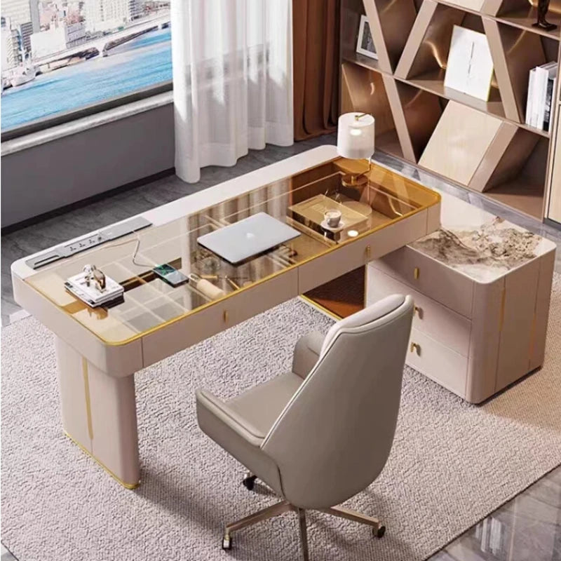 Modern Executive Desk: Multifunctional Office Table with Accessories.