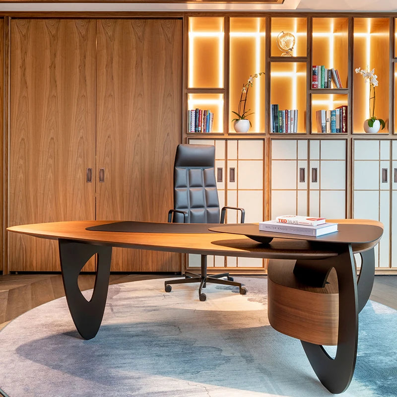 Italian Light Luxury Minimalist Desk – Designer Boss Desk for High-End Offices