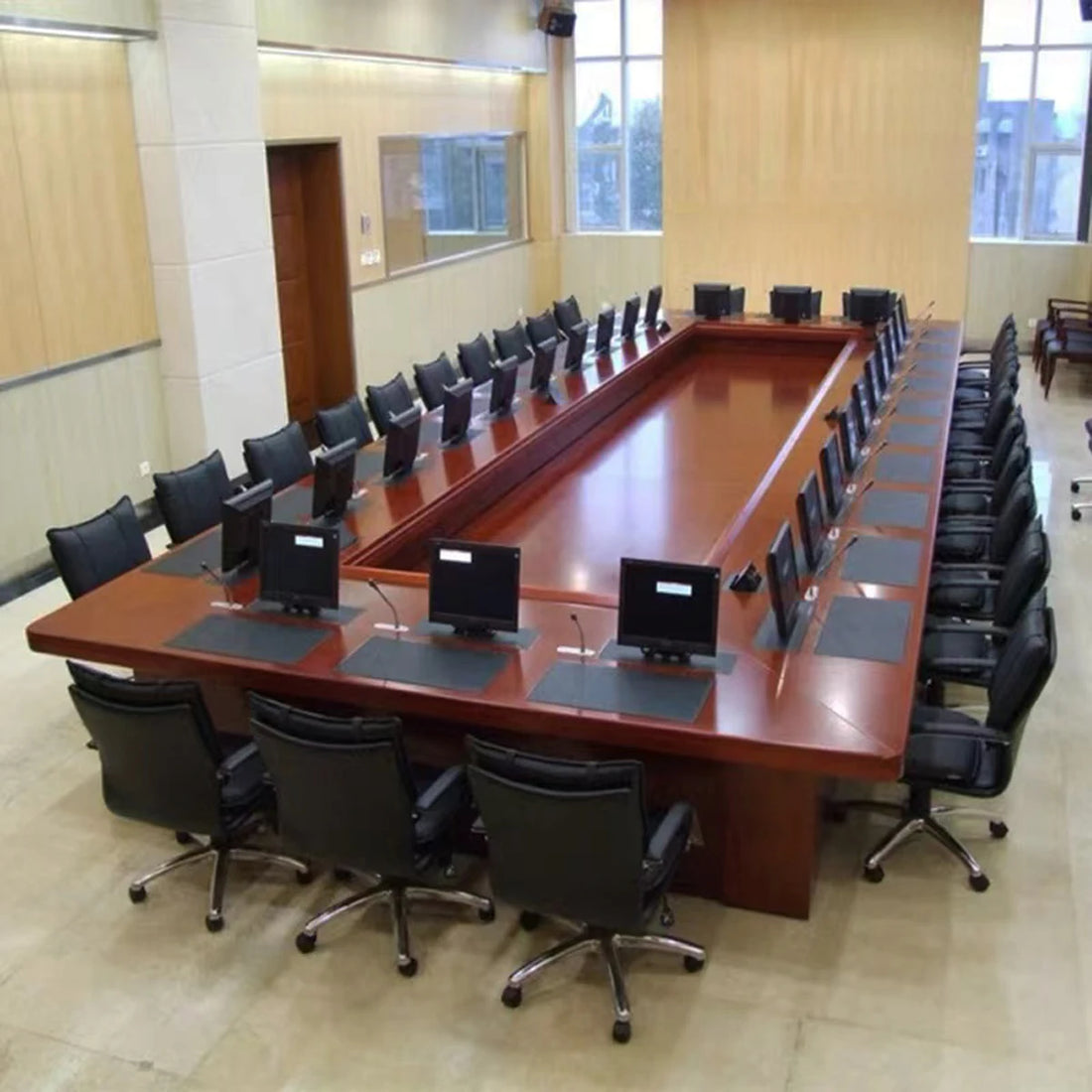 High-end big size 20 person Modern Wooden Conference Meeting table for government