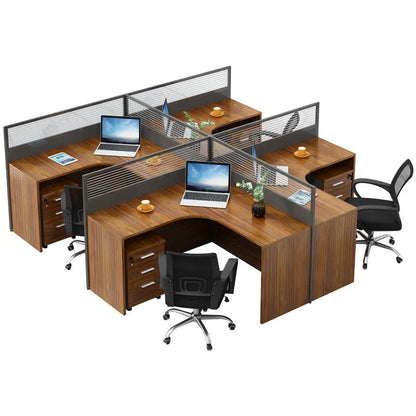 Modern minimalist staff screen, office desk, workstation, table and chair combination, four person partition table card slot