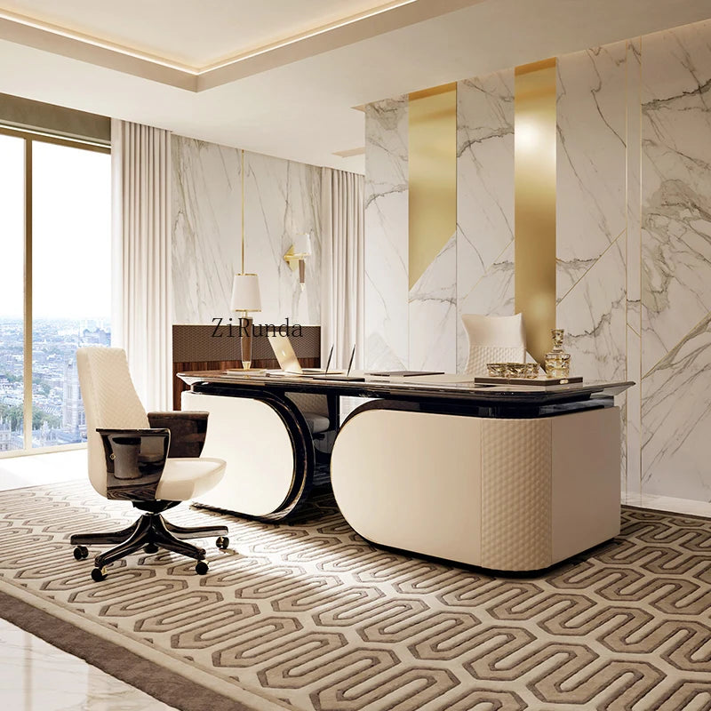 Italian light luxury desk household computer desk solid wood desk