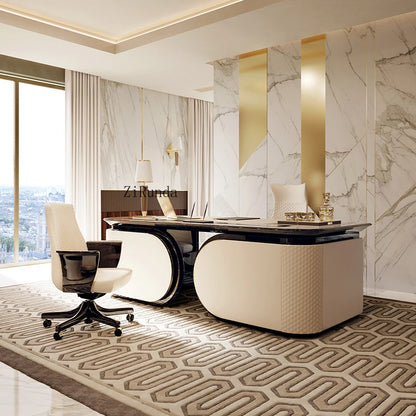 Italian light luxury desk household computer desk solid wood desk