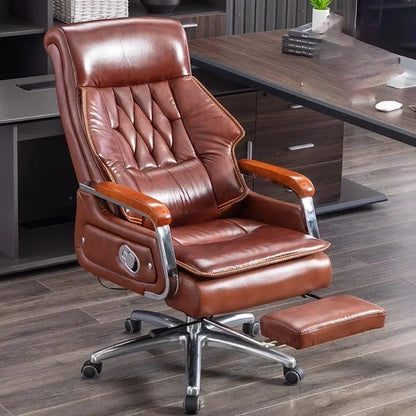 Ergonomic Executive Recliner Chair with Massage Cushion for Office Use.