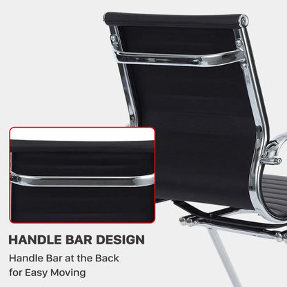 Office Guest Chair Meeting Room Chair Leather Reception Chair without Wheel with Sled Base for Waiting Room Conference