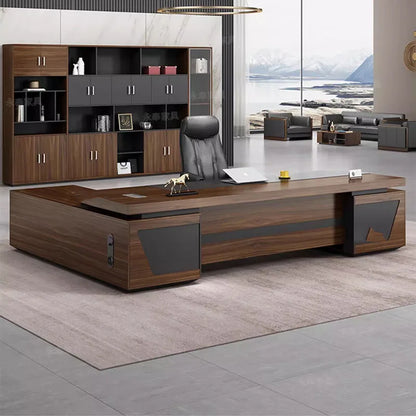 White Corner Office Desk: Executive Workbench with Study Drawers and Storage