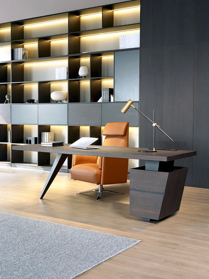 Italian minimalist modern luxury high-end smoked wooden desk desk