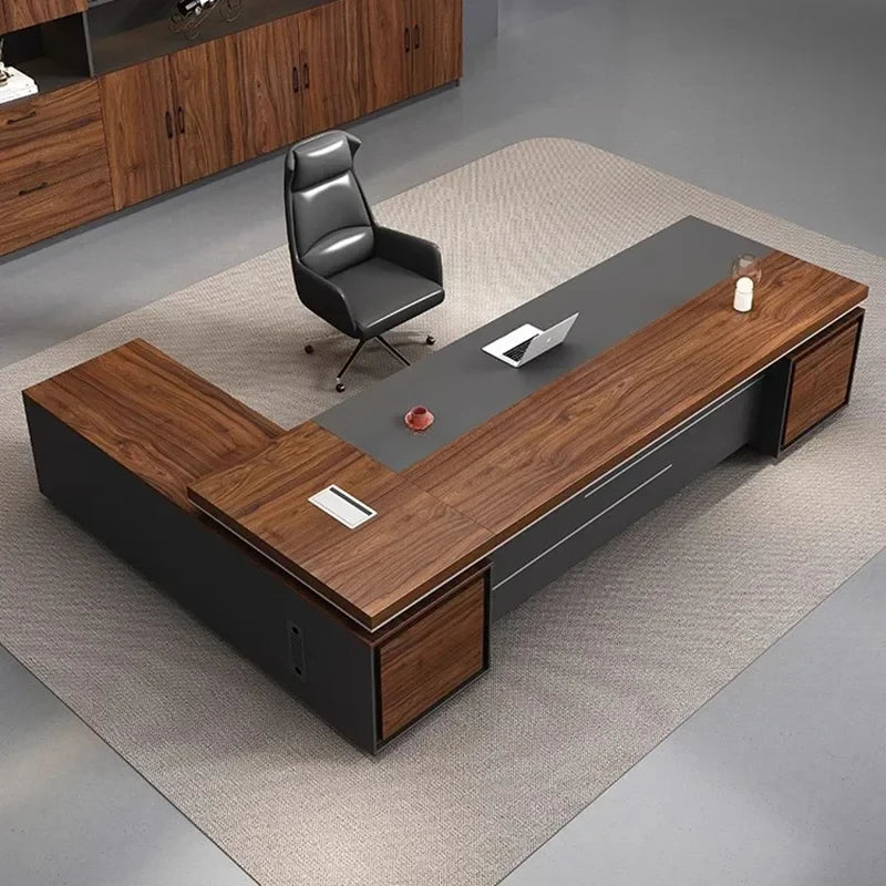 Mid-Century Modern L-Shaped Office Desk