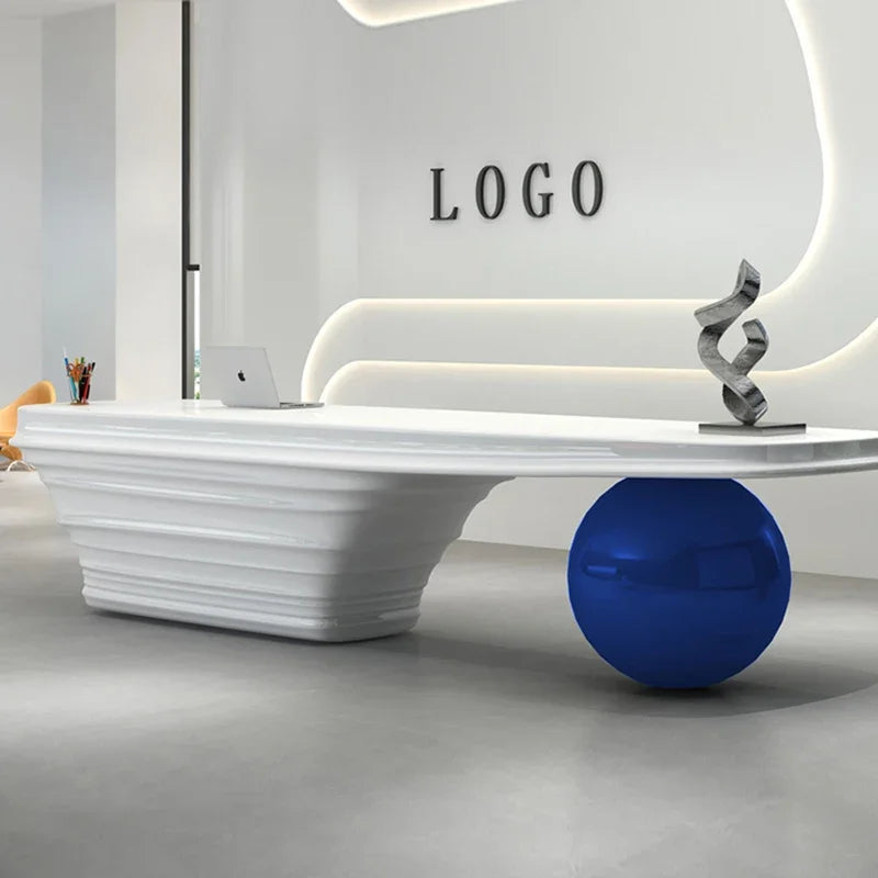 Professional Checkout Counter with Showcase—Luxury Reception Desk