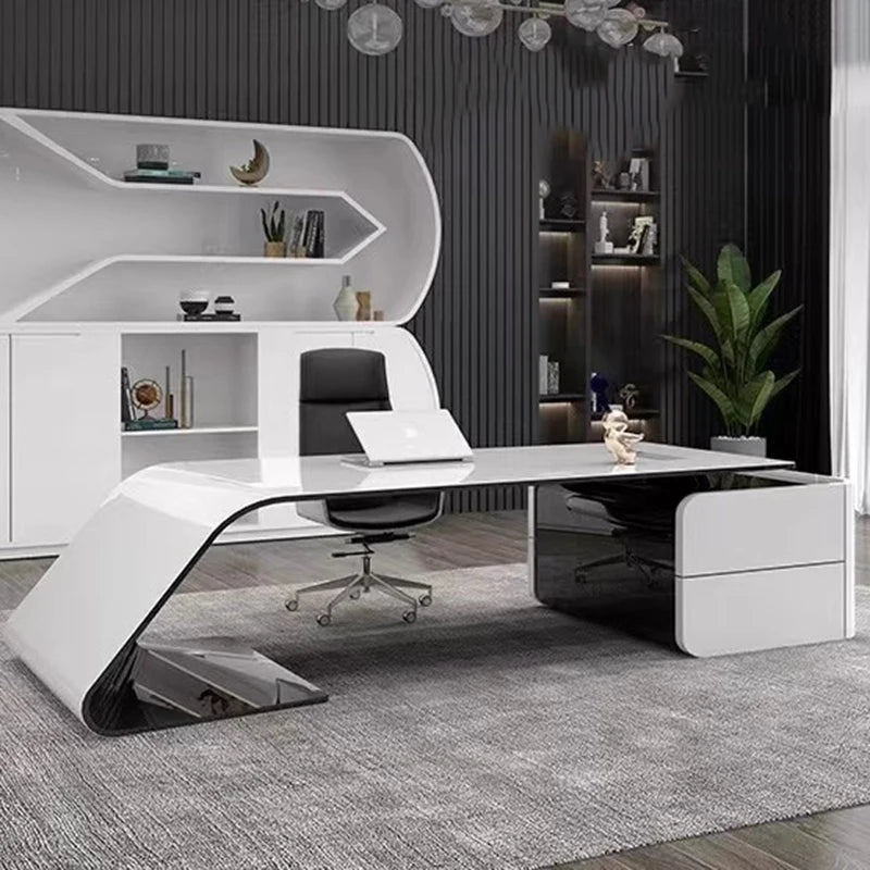 Nail study computer table- small executive white desk