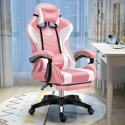 Height Adjustable Chair Computer Office Desk Chairs Footrest Rotating Luxury Comfortable Game Gamer Bedroom Meeting Pc Furniture