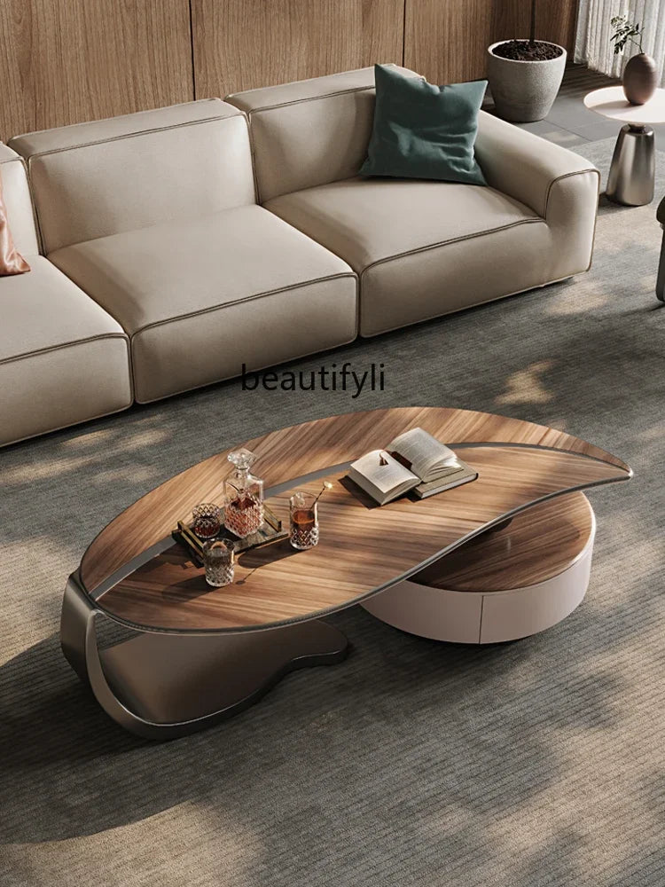 Light Luxury Solid Wood Coffee Table TV Cabinet Combination  Creative Strange Shape Small Apartment Living Room Coffee Table