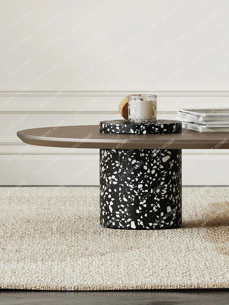 Italian Light Luxury Modern Household Living Room Coffee Table Metal Brushed Oval Tea Table