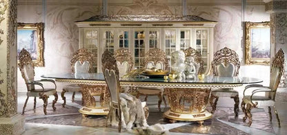 New European-style Carved Solid Wood Dining Table And Chair Combination French Restaurant Dining Table Villa Furniture