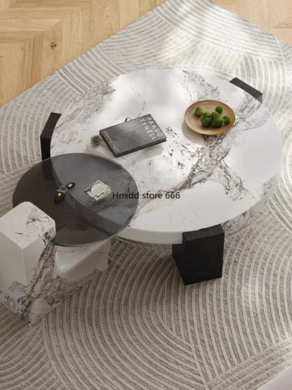 Marble round coffee table minimalist living room household small apartment