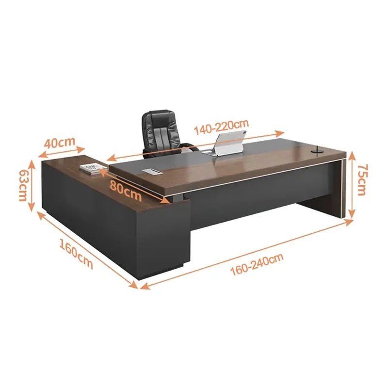 Italian L-Shaped Executive Office Desk with Drawers