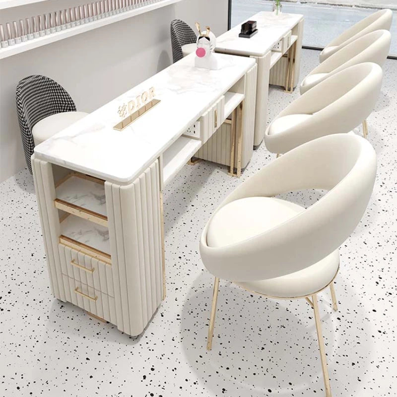 White Professionals Nail Desk Workstation Kawaii Aesthetic Designer Nail Desk Manicure Storage Tavolo Per Unghie Salon Furniture