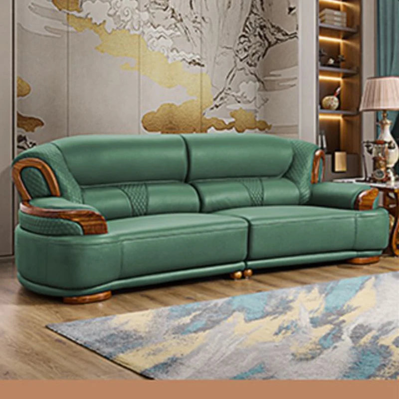 Luxury Villa Sofa Wood Green High End Apartment Sofa European Large Sillon Relax Reclinable Para Salon Living Room Furniture
