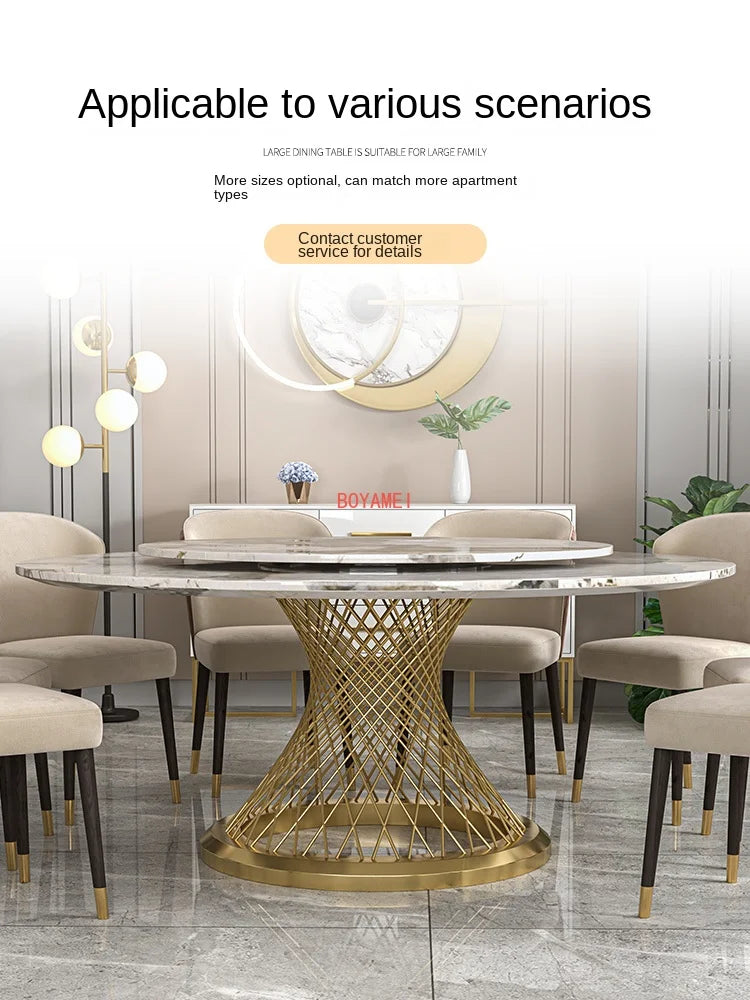 Custom-made luxury marble round table—large enough for 10-15 people,