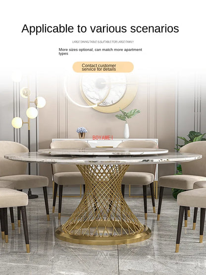 Custom-made luxury marble round table—large enough for 10-15 people,