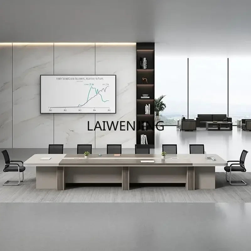 MJY conference simple long furniture large negotiation meeting room table and chair combination light luxury