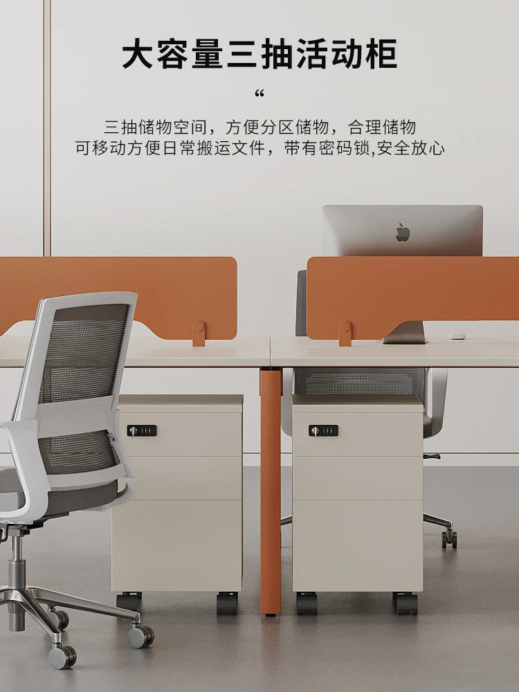 Special-shaped creative desk, simple staff seat 6 people, office booth 3 people, open office desk and chair combination