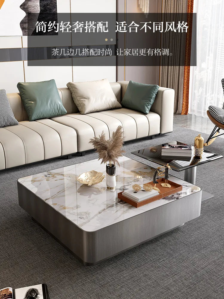 Modern light luxury square slate coffee table