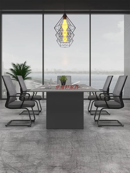 Simple Conference Table with Chairs for Office Negotiations and Staff Training