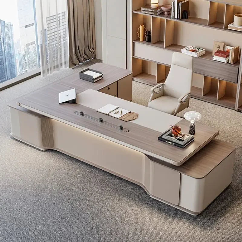 High-end boss president office desk modern simple chairman office furniture large class desk desk chair