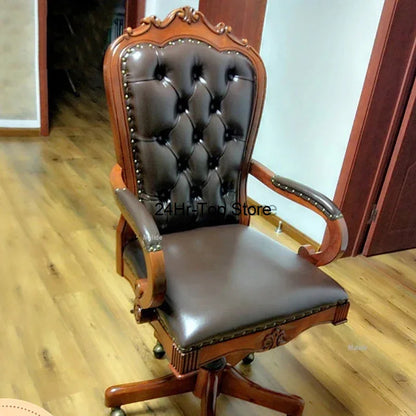 Modern American Leather Office Chair – Soft Cushion Backrest