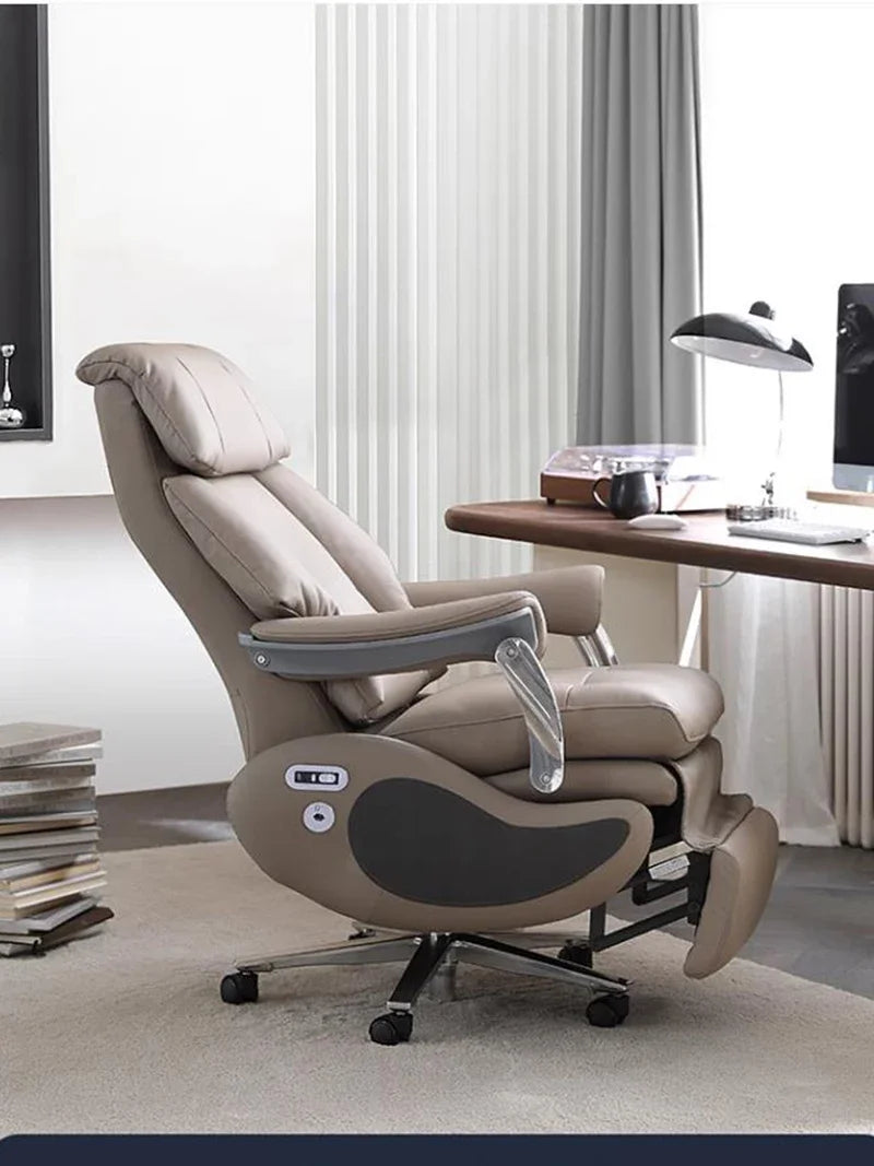 Luxurious Leather Office Chair Electric Massage Lounge Nordic Work Gaming Chair Bedroom Silla De Escritorio Office Furniture