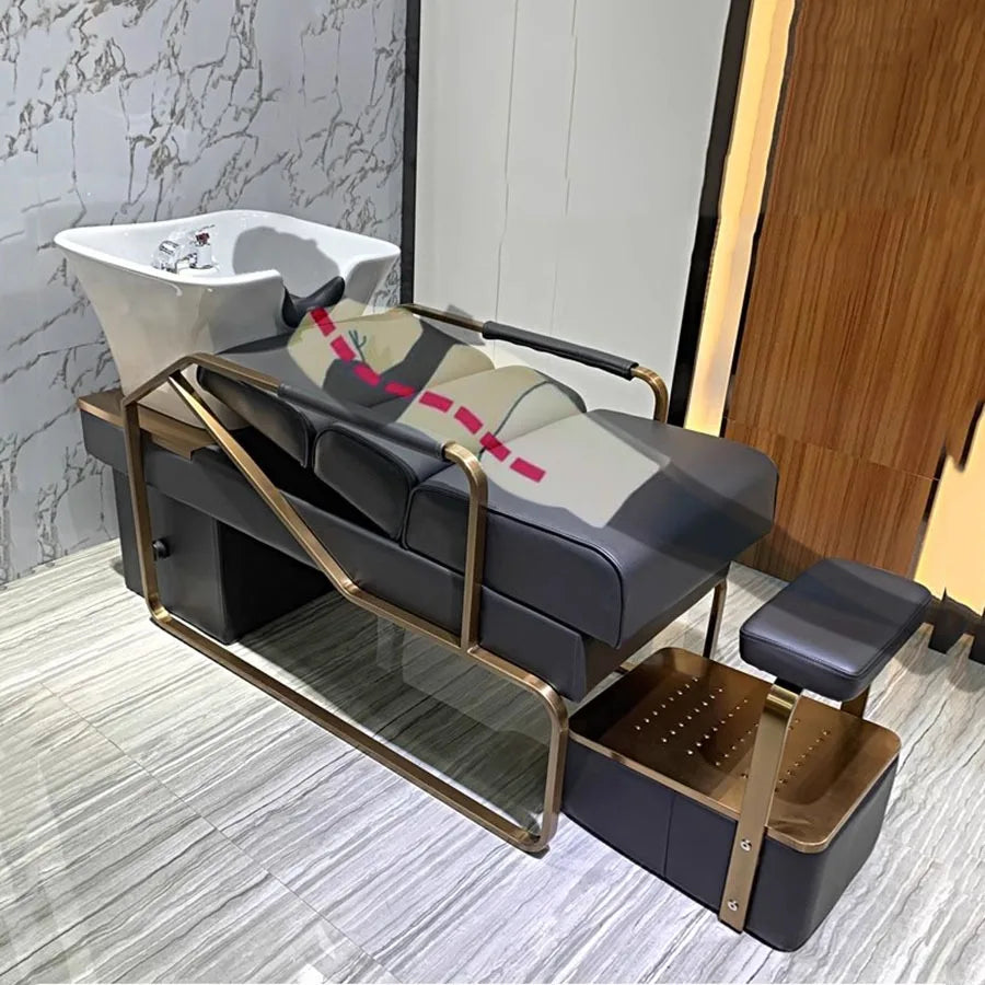 Luxury Barber Equipment Shampoo Chair – Reclining Stylist Basin Chair, Hair Wash &amp; Spa Salon Chair, Relaxing Cadeiras