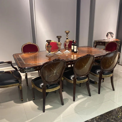 Custom Alexander Villa Dining Table: British Classical Mahogany with Inlaid Shell