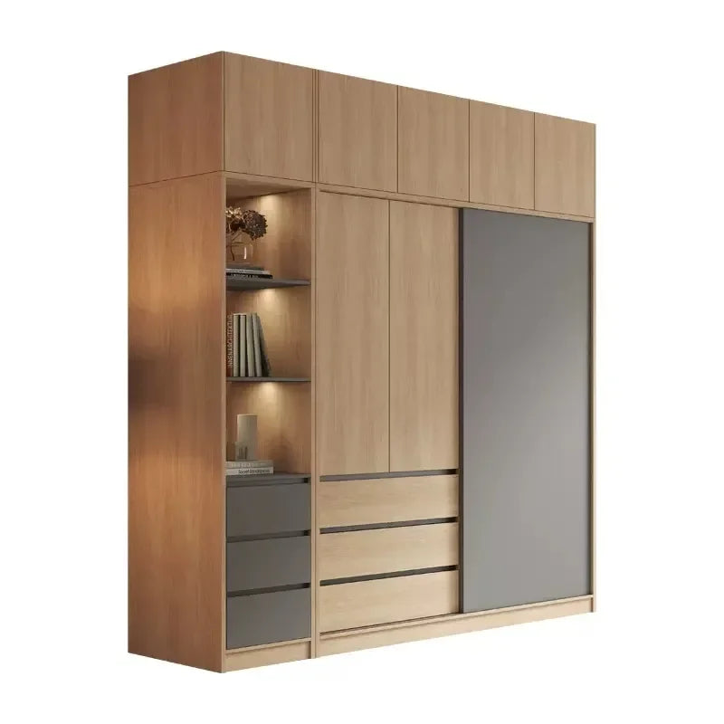 Wooden Wardrobe – Sliding Doors, Vintage Style, Simple Modern Nordic Storage